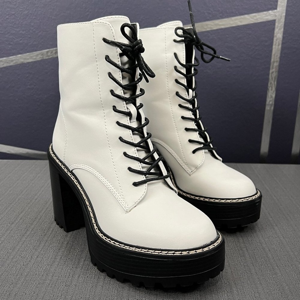 Madden Girl Karma, Heel Combat Boots, size 7.5, Like New